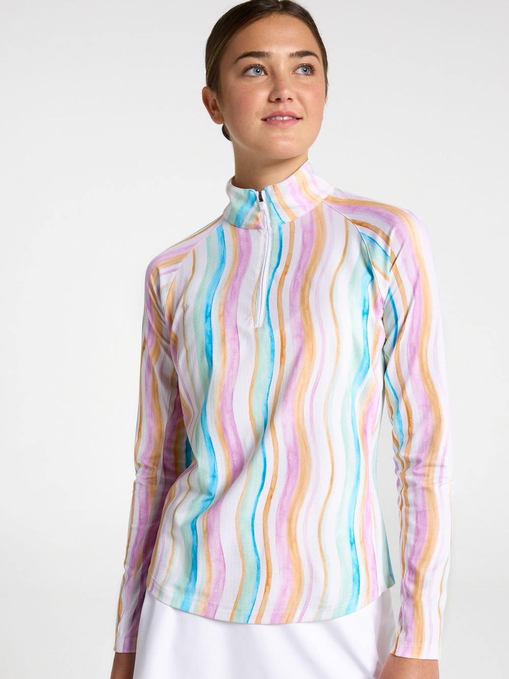 Walter Hagen Women’s UPF 50+ 1/4 Zip Golf Pullover XXL Pastel Strip Suncover